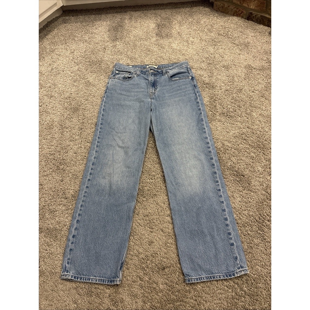 Levis Jeans Womens 30 Fit 32x30 Blue Loose Straight Big E Premium Stretch Denim